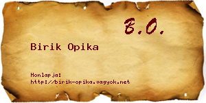 Birik Opika névjegykártya